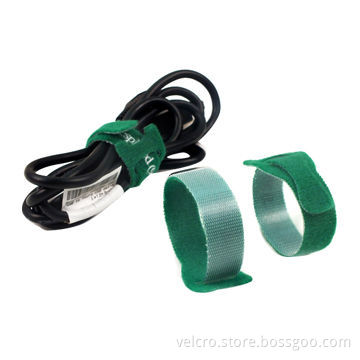 Green velcro cable tie with customized logo and size